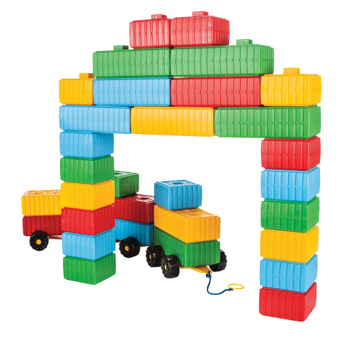 Brick Block And Car Set (43 Pieces)